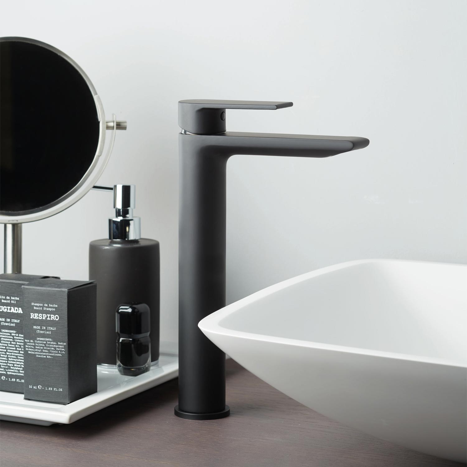 Modern black bathroom tap