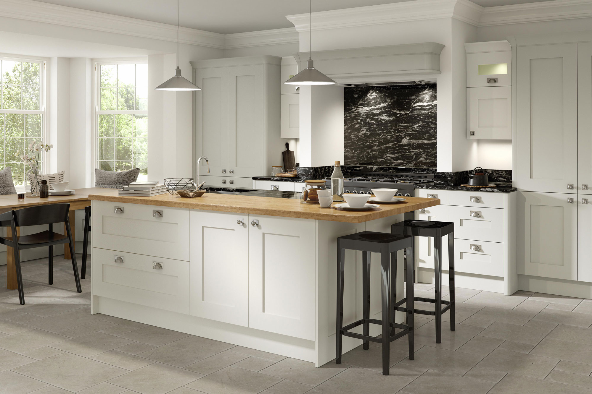 A contemporary wooden kitchen in partridge grey