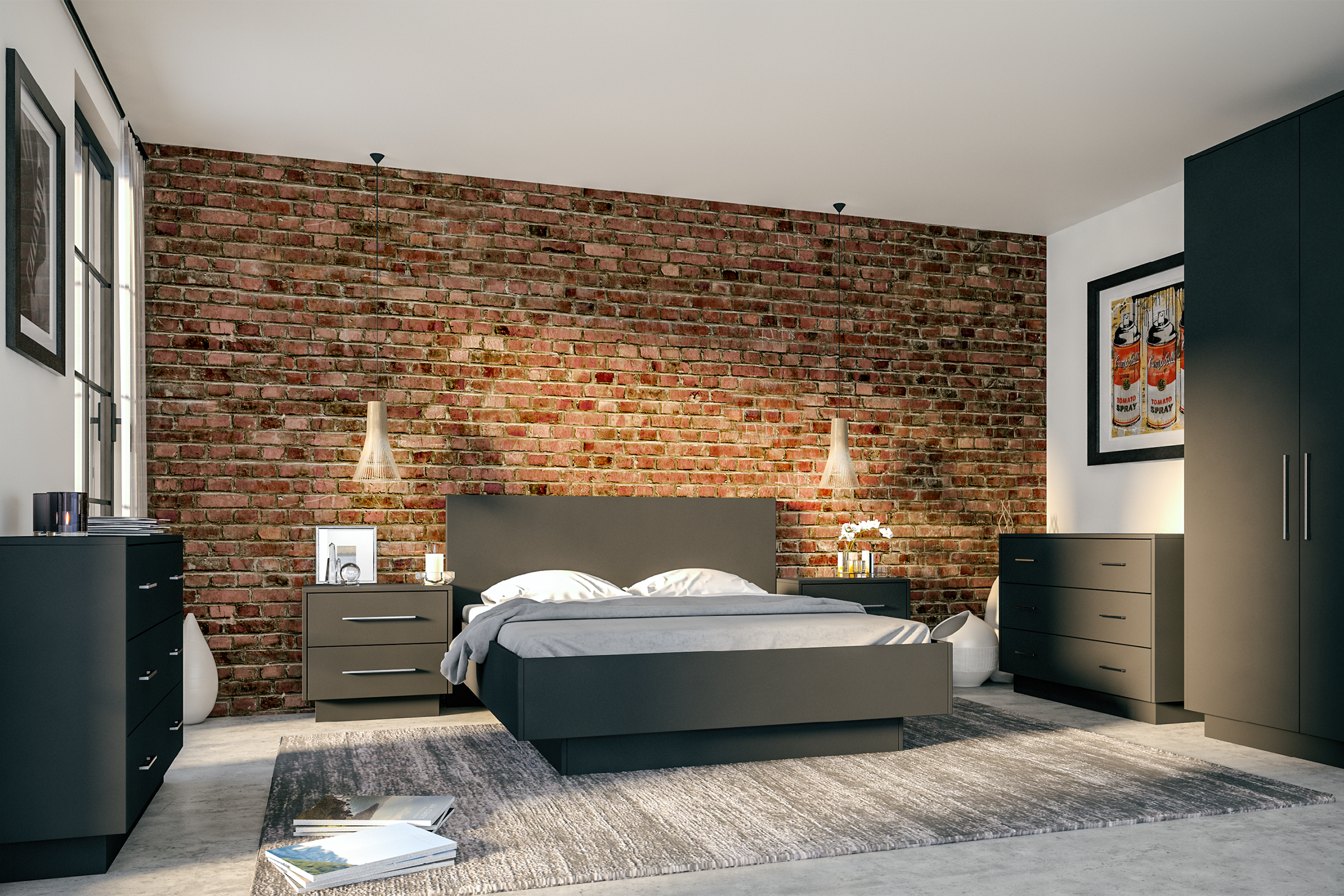 zurfiz supermatt graphite bedroom furniture suite