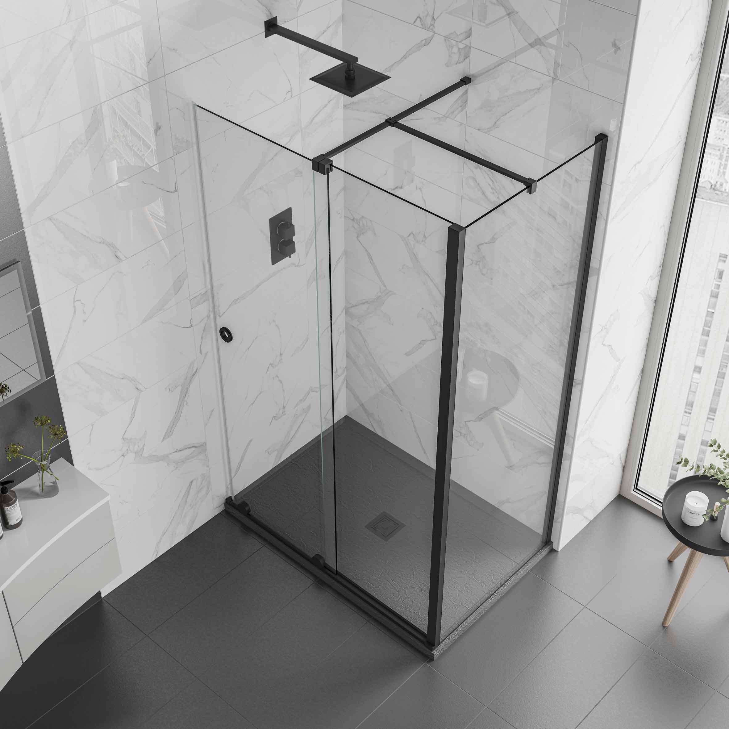 Glass shower enclosure and screen